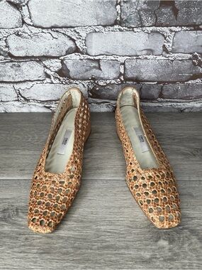 MIISTA London Salmon Woven Leather Taissa Pumps Heels Women Sz 37EU/6-6.5.M US